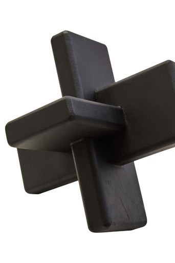Orsina Cato Black Wood Sculpture – Geometric Modern Tabletop Art