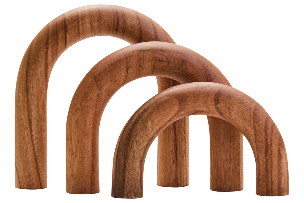 Orsina Cato Natural Wood Arch Sculpture | 3-Piece Nesting Tabletop Decor
