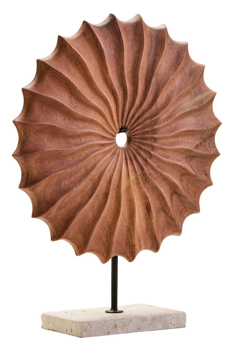 Orsina Natural Wood Round Sculpture with Travertine Base – 15"