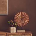 Orsina Natural Wood Round Sculpture with Travertine Base – 15"