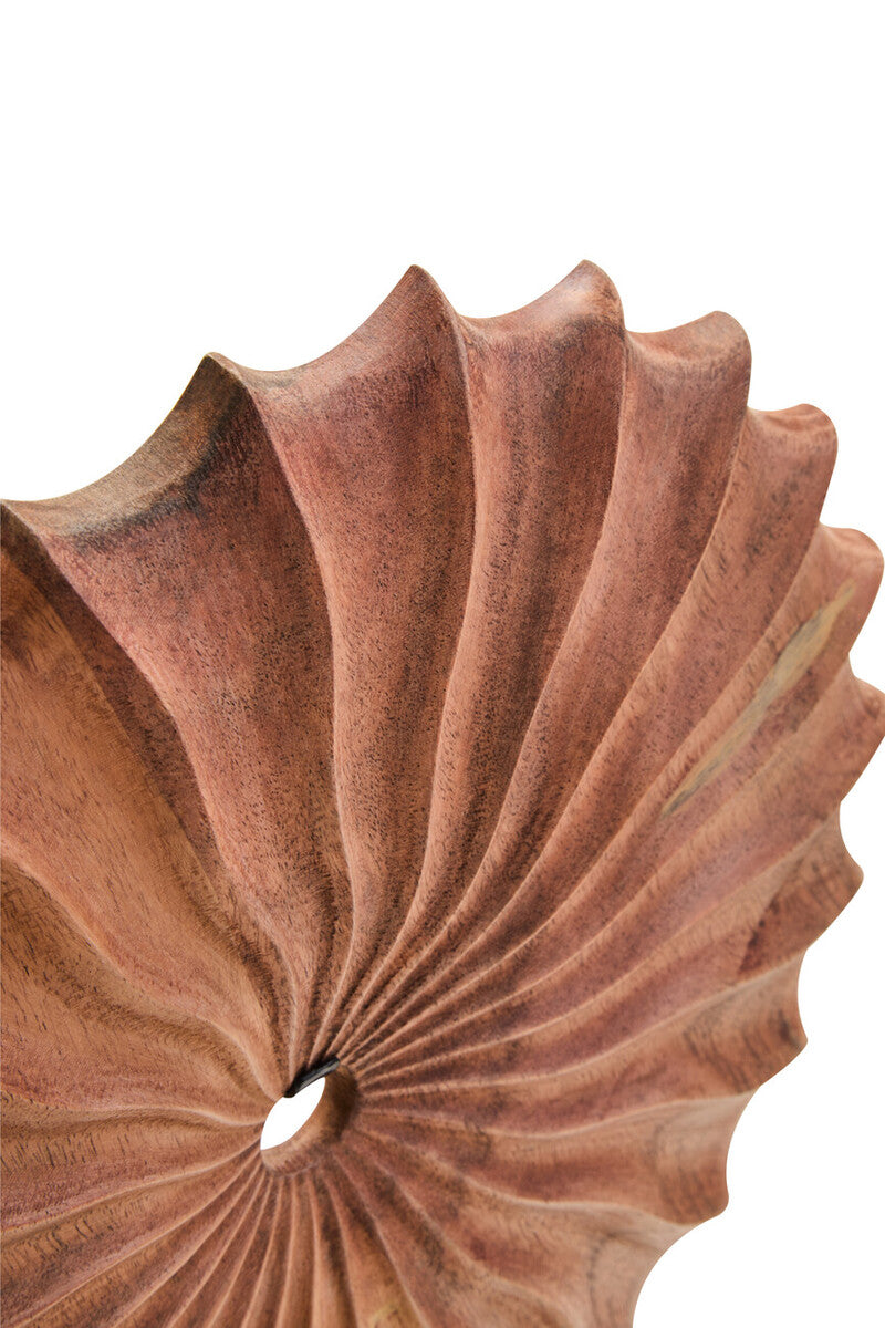 Orsina Natural Wood Round Sculpture with Travertine Base – 15"