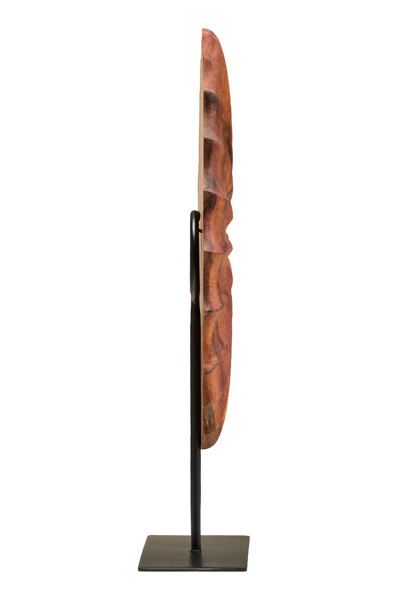 Orsina Westo Brown Wood Round Sculpture | Hand-Carved Tabletop Decor