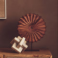 Orsina Westo Brown Wood Round Sculpture | Hand-Carved Tabletop Decor