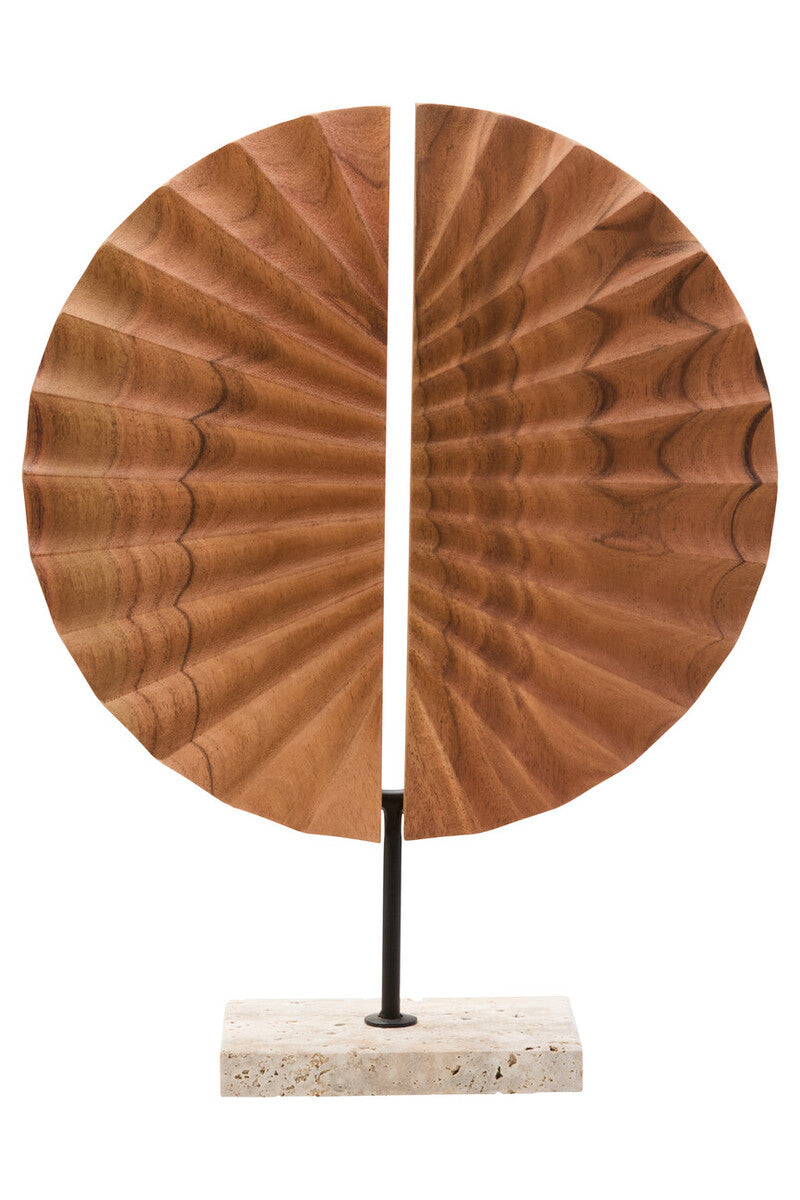 Orsina Westo Natural Wood Sculpture with Travertine Base | 72 Chars