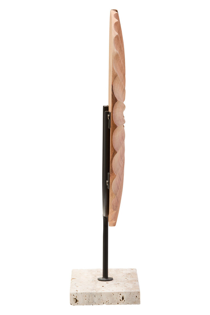 Orsina Westo Natural Wood Sculpture with Travertine Base | 72 Chars