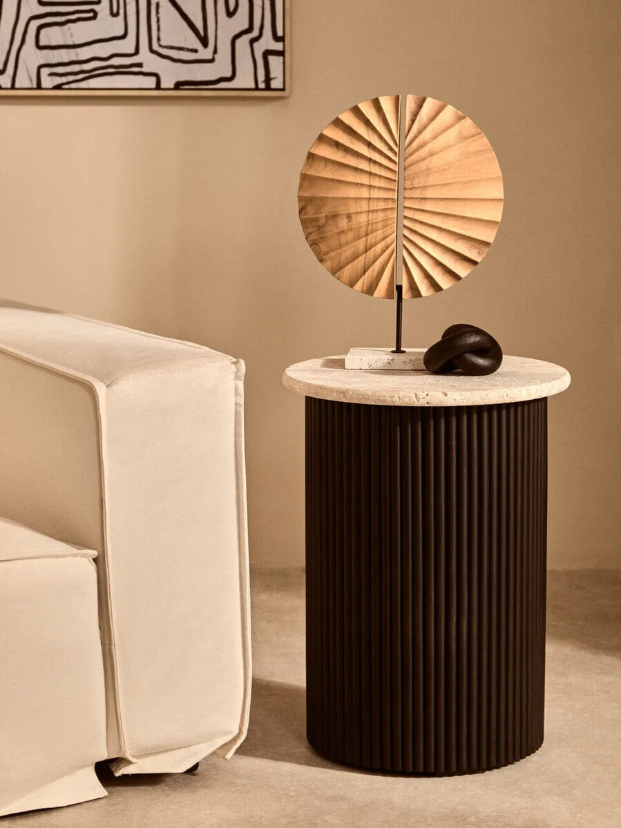 Orsina Westo Natural Wood Sculpture with Travertine Base | 72 Chars