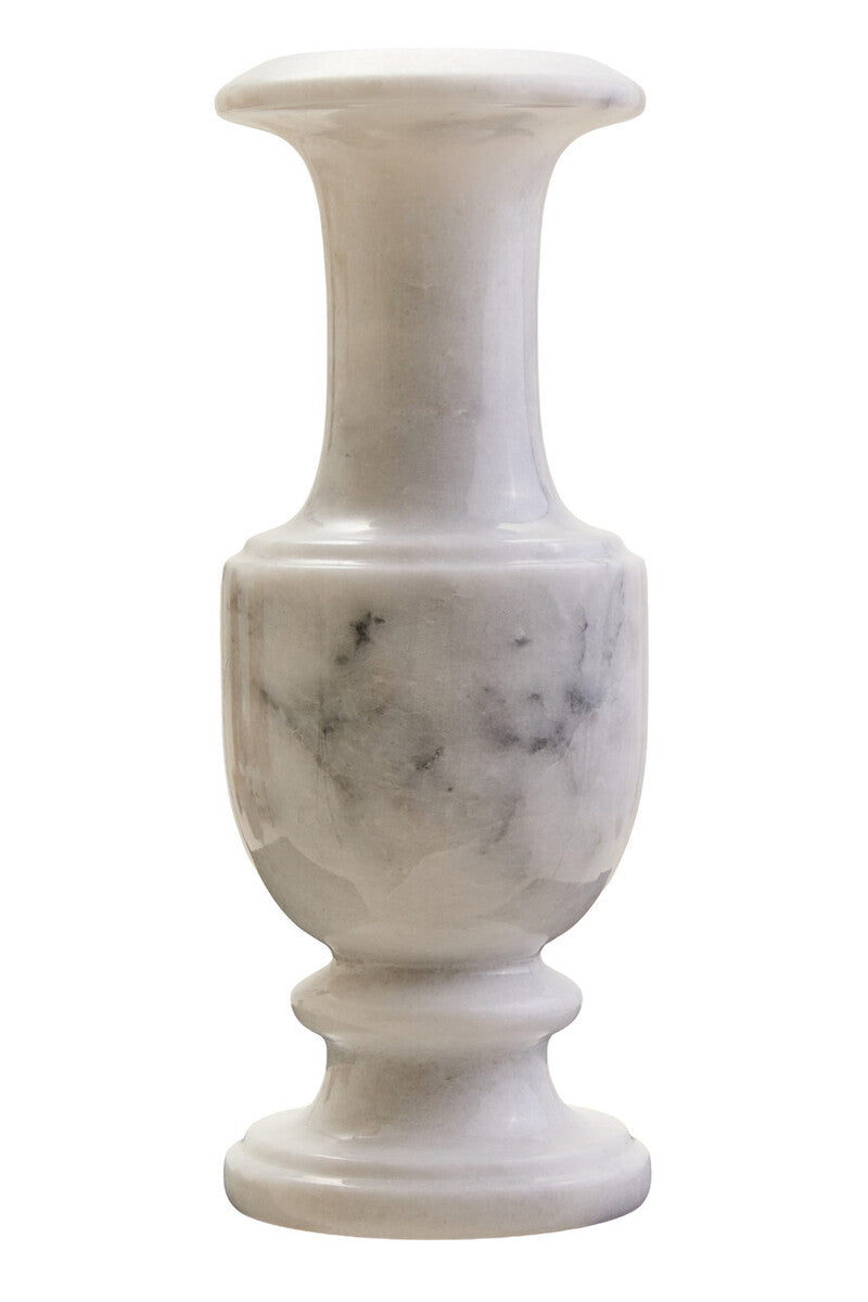 Orsina Zoro White Marble Vase – Elegant Urn Style Floral Centerpiece