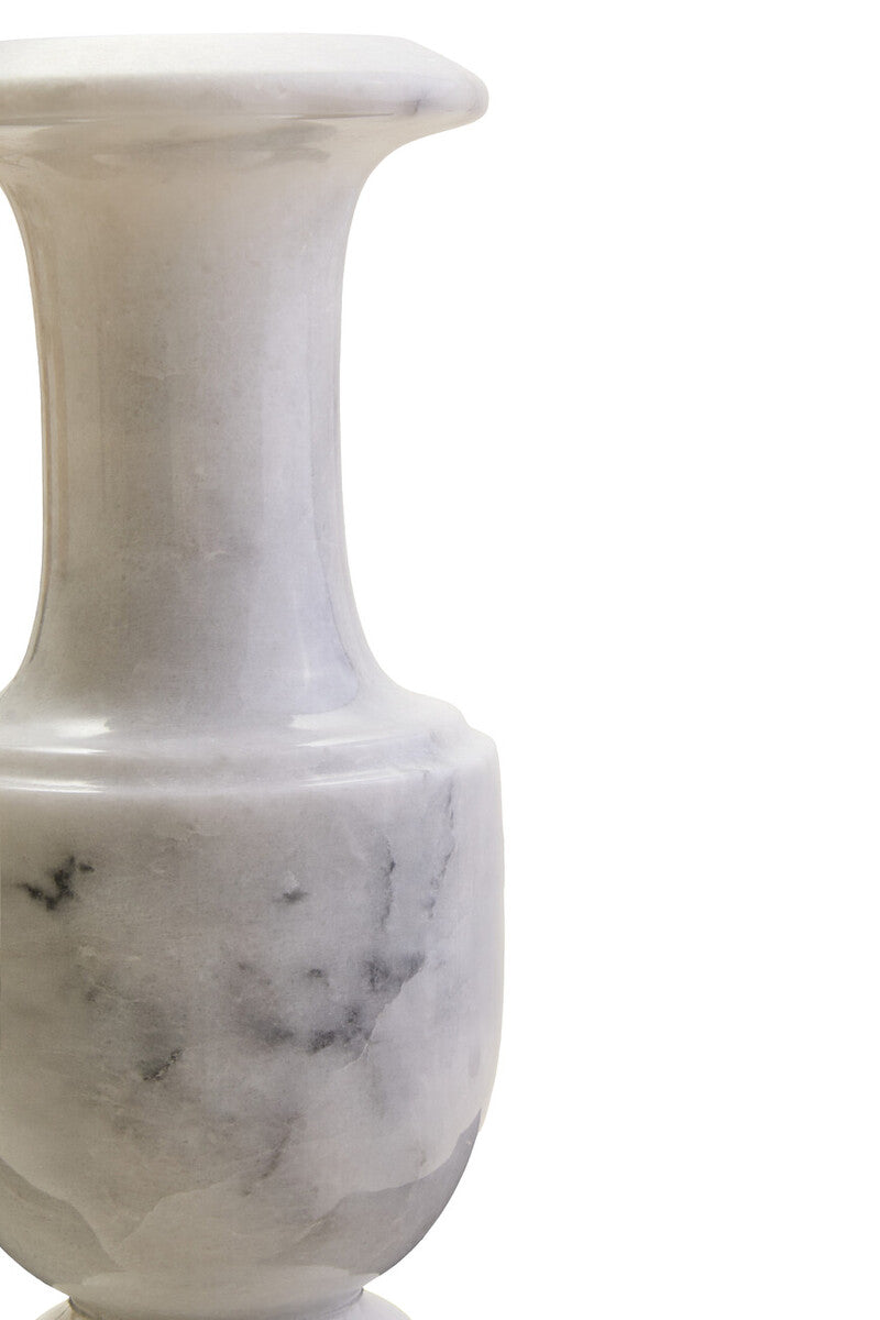 Orsina Zoro White Marble Vase – Elegant Urn Style Floral Centerpiece