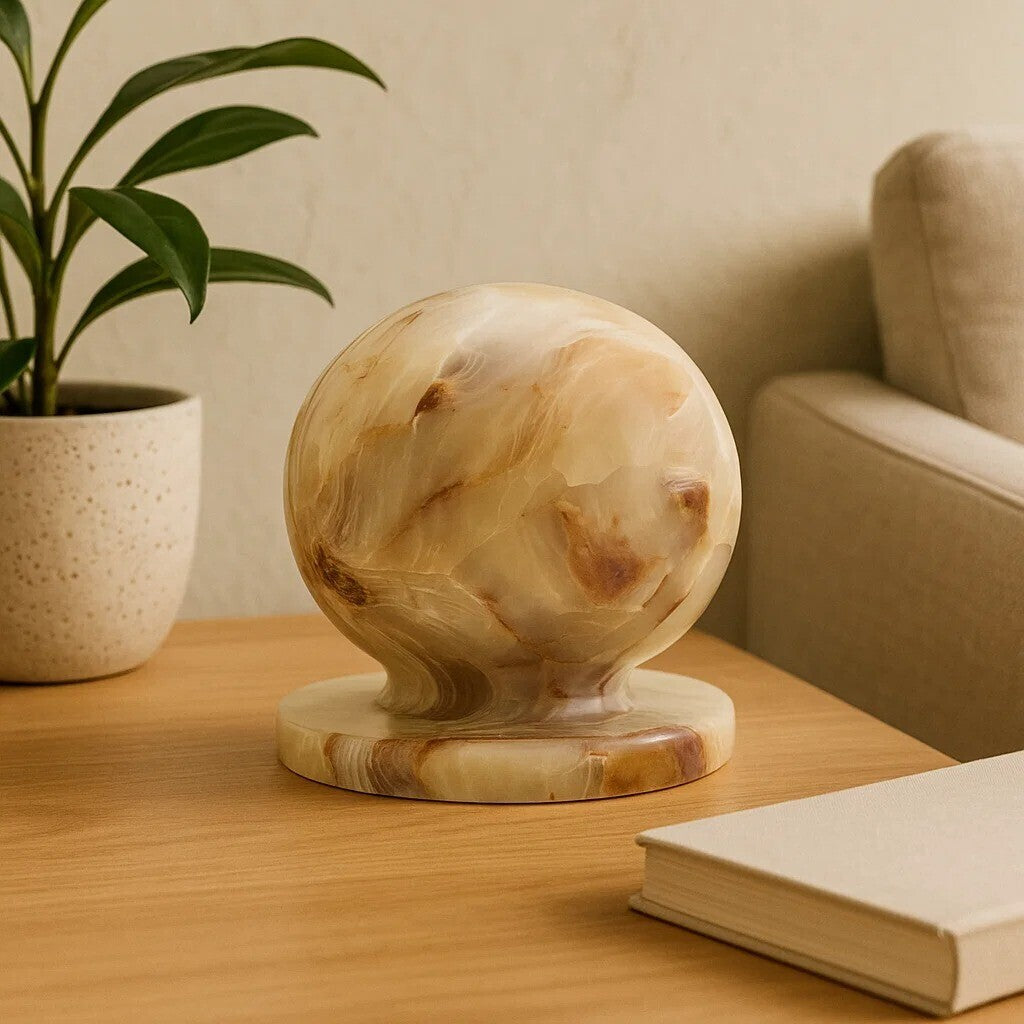 Orsina Oleena Onyx Ball Sculpture – Polished Stone Sphere Decor