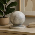 Orsina Zoro White Marble Ball Sculpture – Modern Stone Sphere Decor