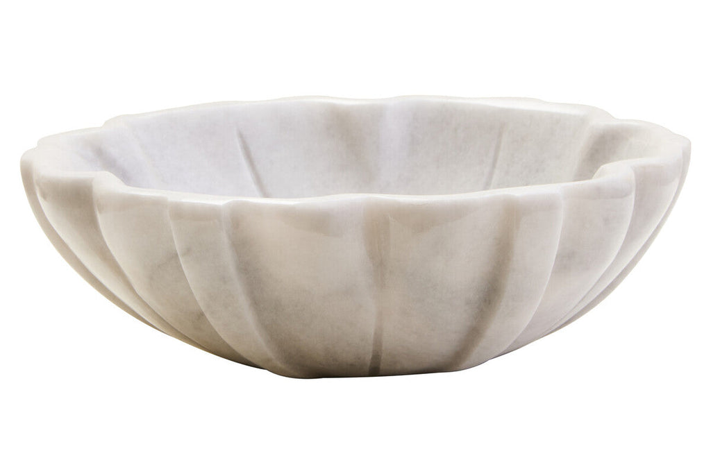 Orsina Zoro White Marble Lotus Bowl – Small Sculptural Catchall