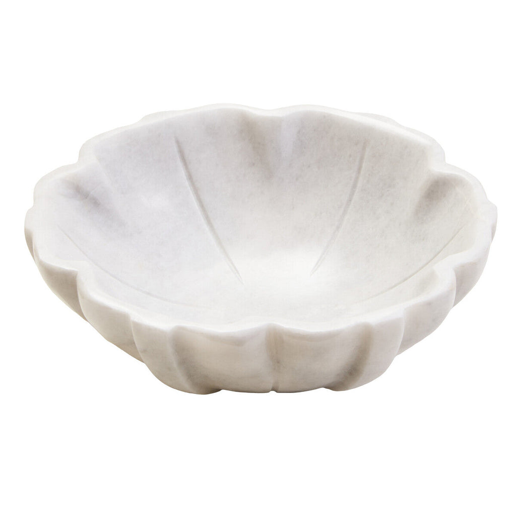 Orsina Zoro White Marble Lotus Bowl – Small Sculptural Catchall