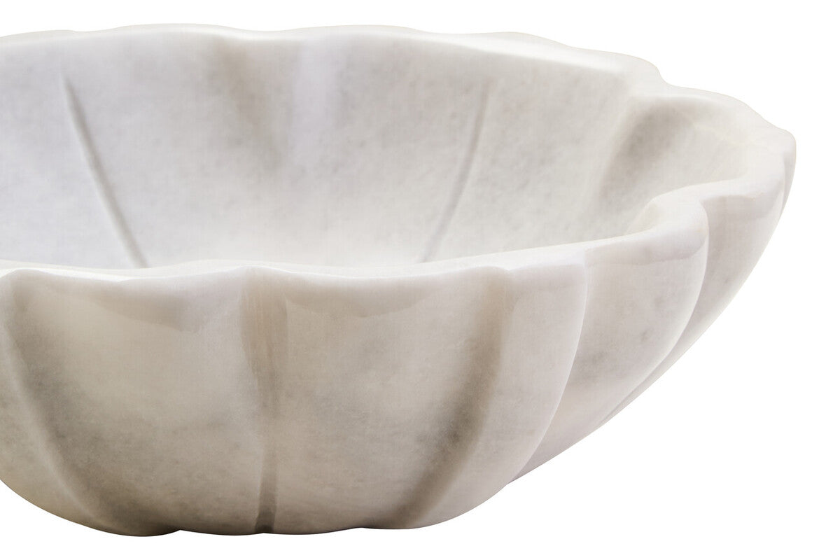 Orsina Zoro White Marble Lotus Bowl – Small Sculptural Catchall
