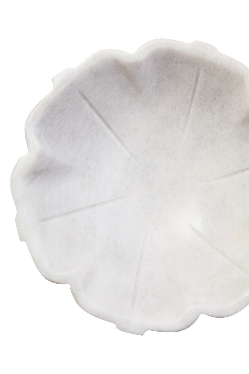 Orsina Zoro White Marble Lotus Bowl – Small Sculptural Catchall