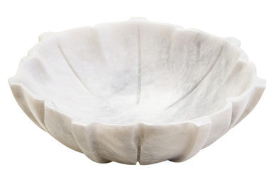 Orsina White Marble Lotus Bowl – Medium Sculptural Centerpiece