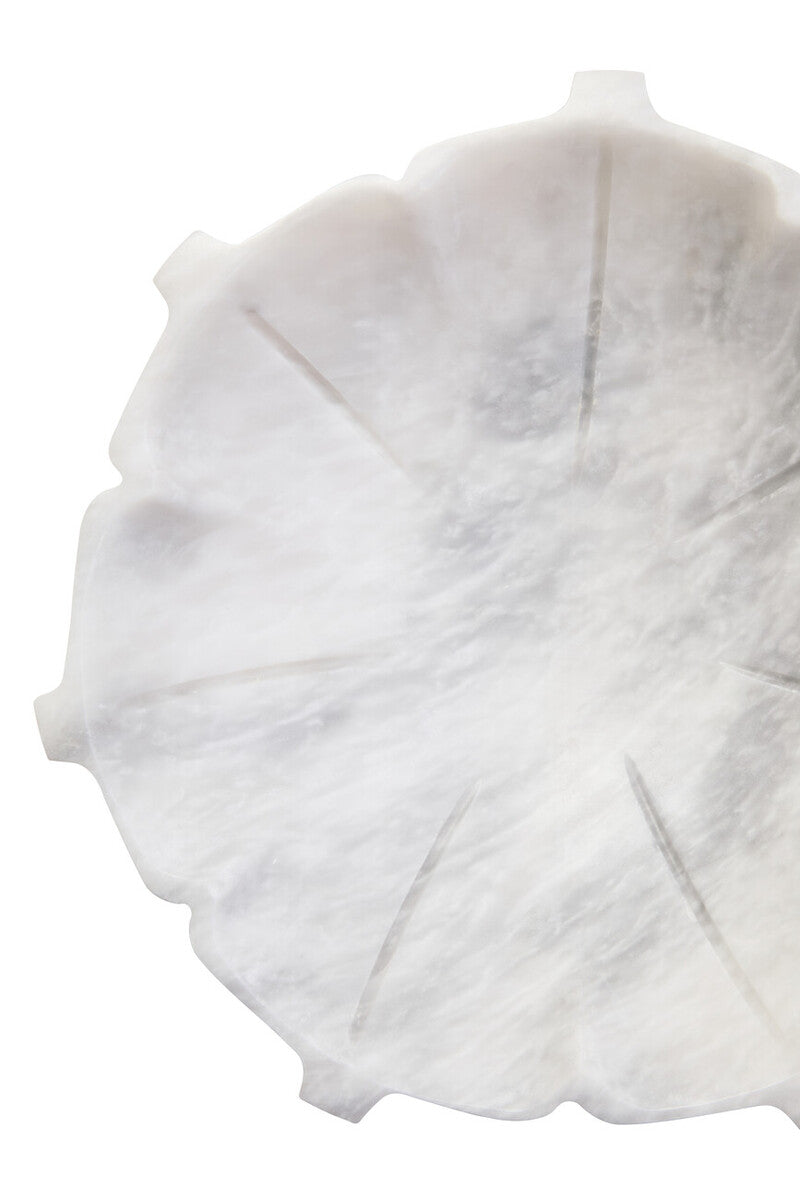 Orsina White Marble Lotus Bowl – Medium Sculptural Centerpiece