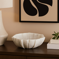 Orsina White Marble Lotus Bowl – Medium Sculptural Centerpiece