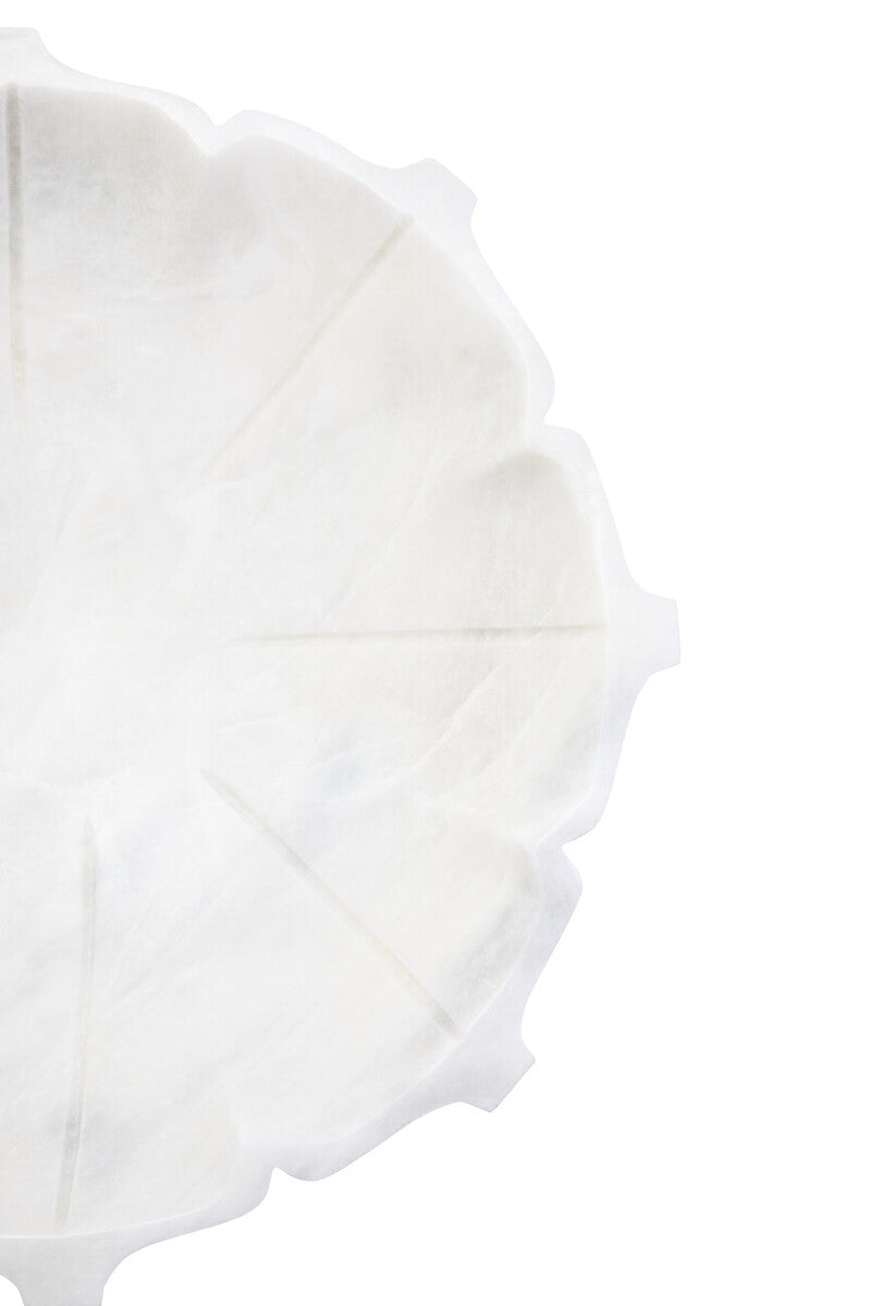 Orsina Zoro Large White Marble Lotus Bowl – Hand Carved Stone Centerpiece