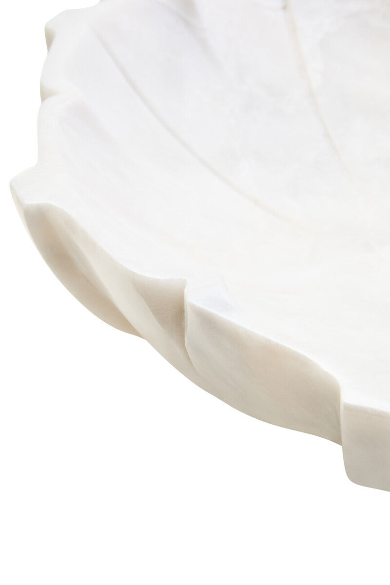 Orsina Zoro Large White Marble Lotus Bowl – Hand Carved Stone Centerpiece