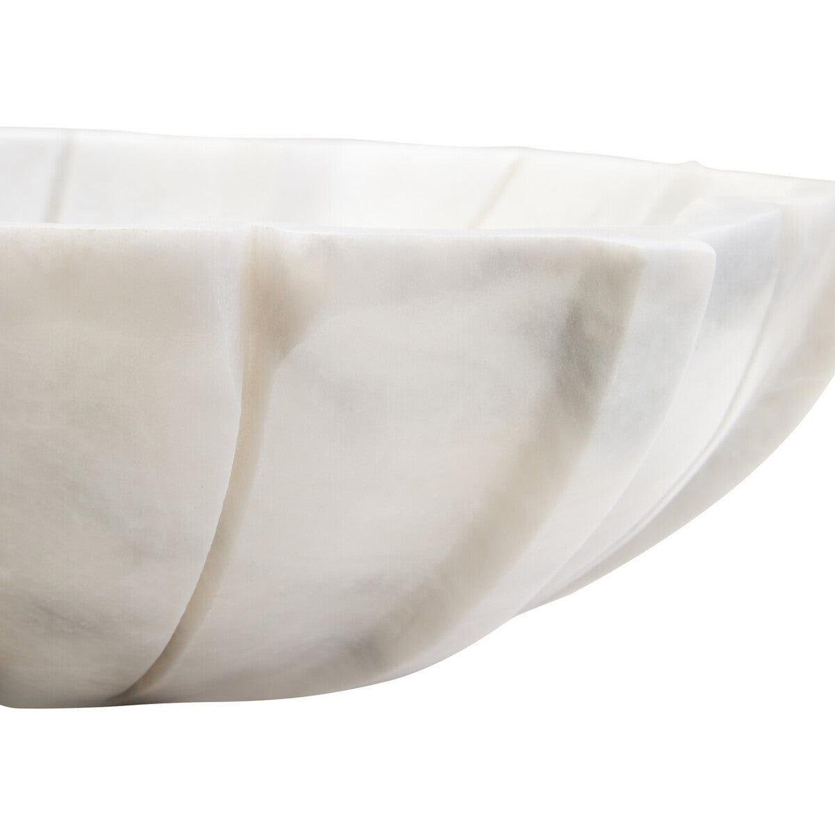 Orsina Zoro Large White Marble Lotus Bowl – Hand Carved Stone Centerpiece