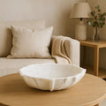 Orsina Zoro Large White Marble Lotus Bowl – Hand Carved Stone Centerpiece