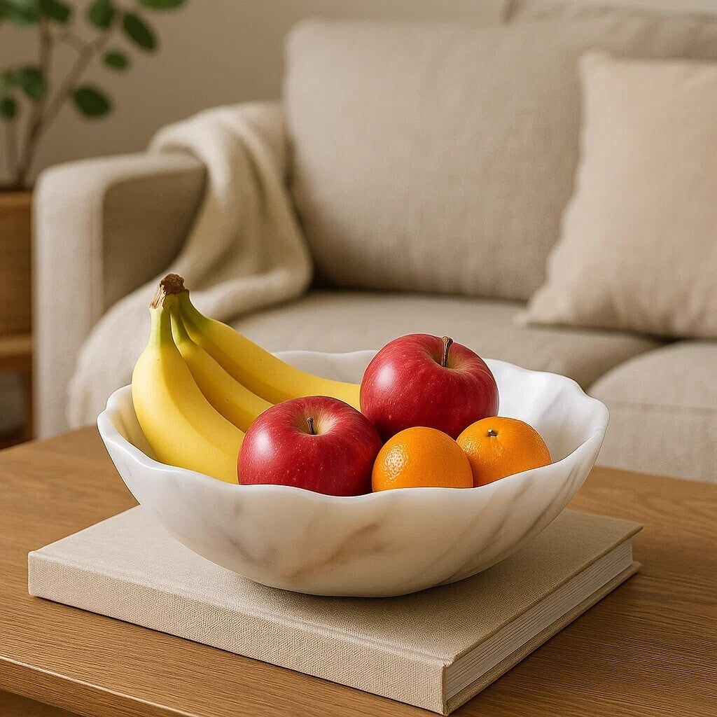 Orsina Zoro Small White Marble Scalloped Bowl | Decorative Catchall