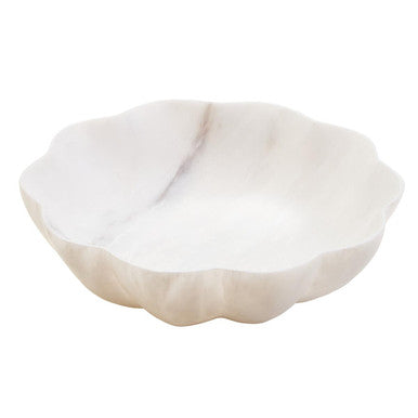 Orsina Zoro White Marble Scalloped Bowl – Medium Hand-Finished Stone