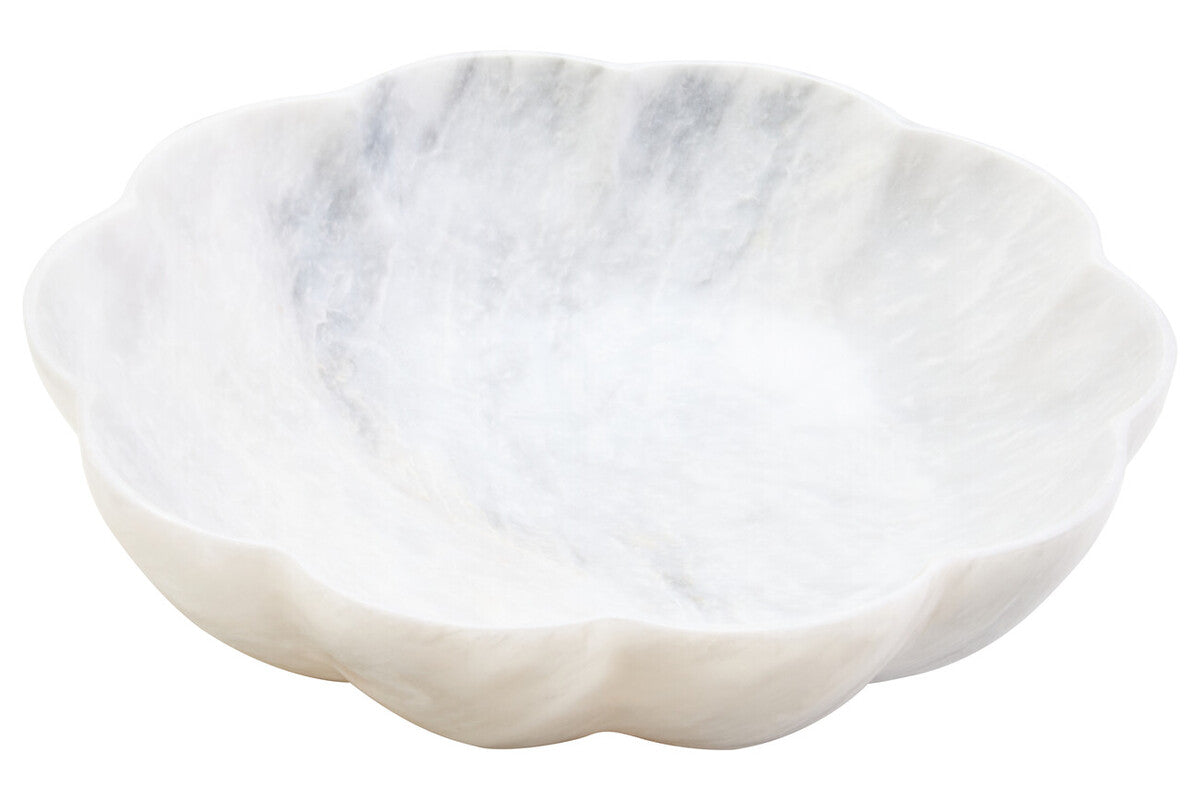 Orsina Zoro Large White Marble Scalloped Bowl – Luxury Centerpiece