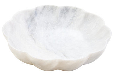 Orsina Zoro Large White Marble Scalloped Bowl – Luxury Centerpiece