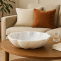 Orsina Zoro Large White Marble Scalloped Bowl – Luxury Centerpiece