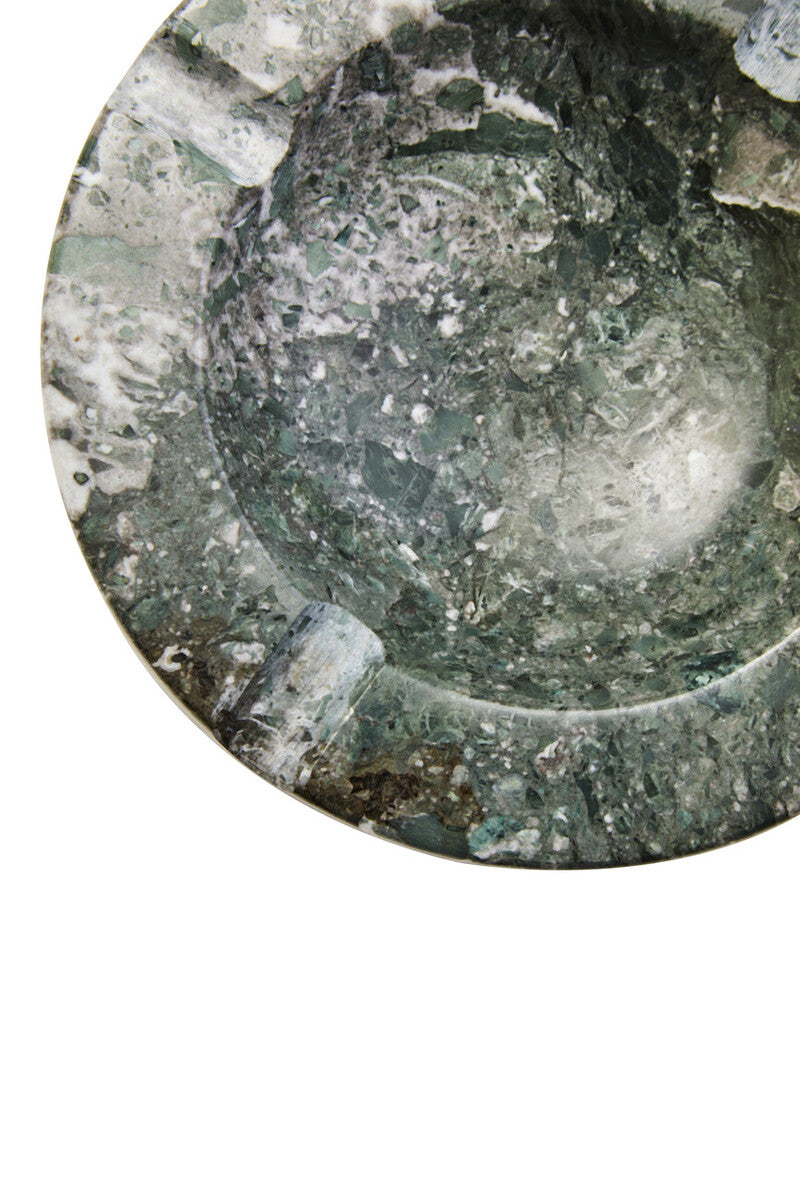 Orsina Black and White Marble Ashtray – Round Hand-Finished Stone