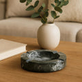 Orsina Black and White Marble Ashtray – Round Hand-Finished Stone