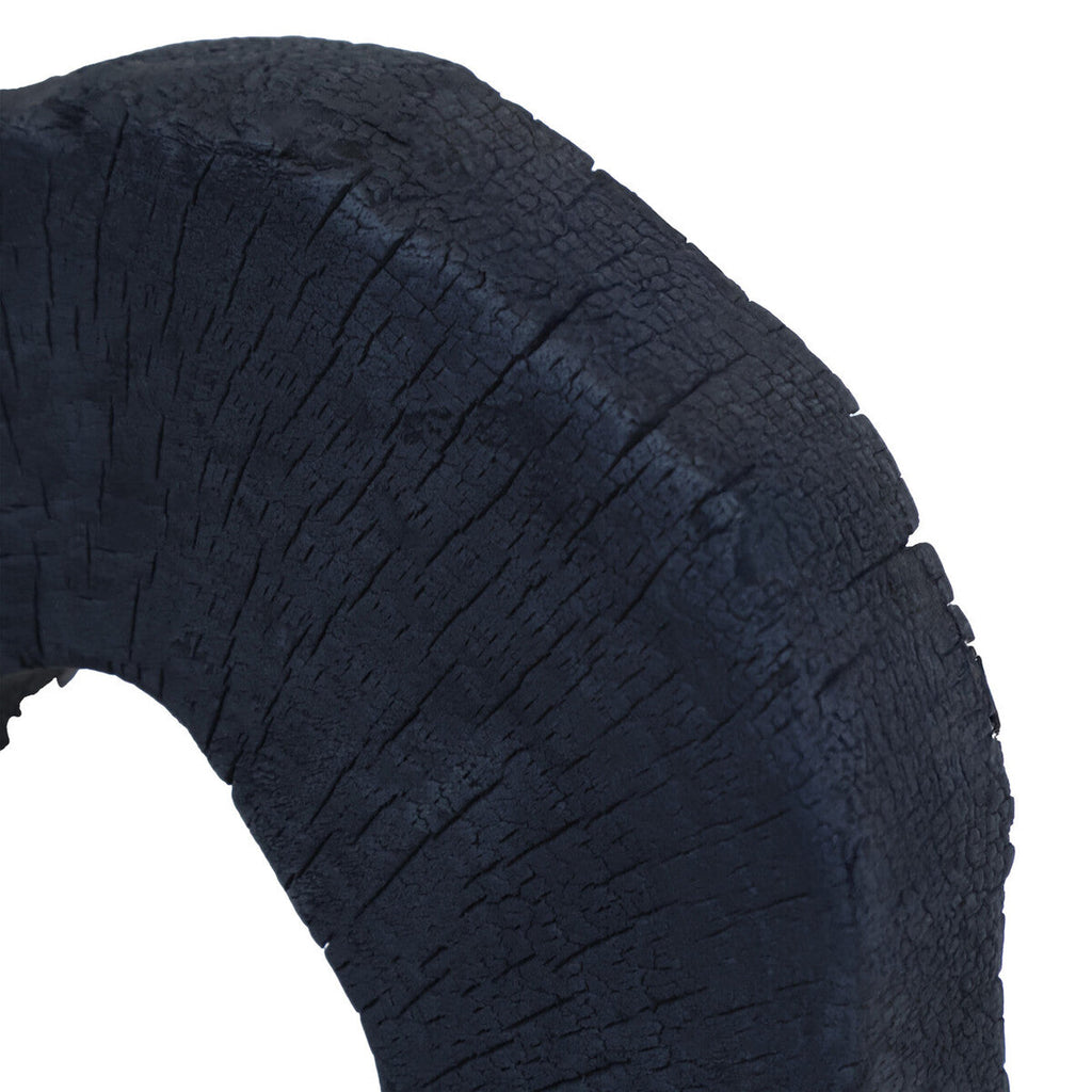 Orsina Tibor Black Mango Wood Sculpture with Travertine Base
