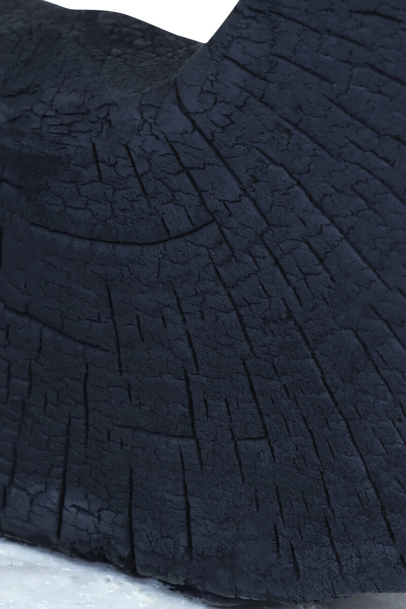Orsina Tibor Black Mango Wood Sculpture with Travertine Base