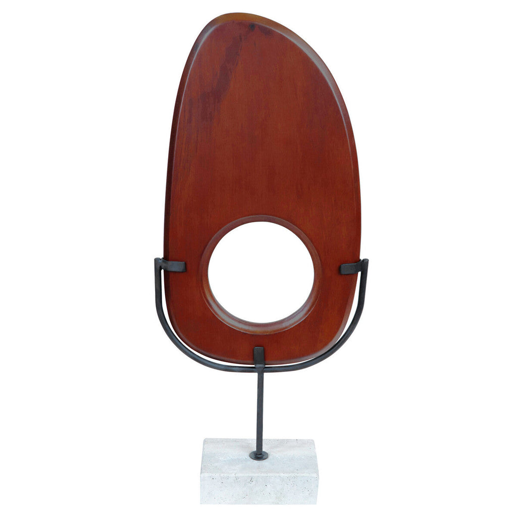 Orsina Westo Natural Wood Vertical Sculpture with Travertine Base