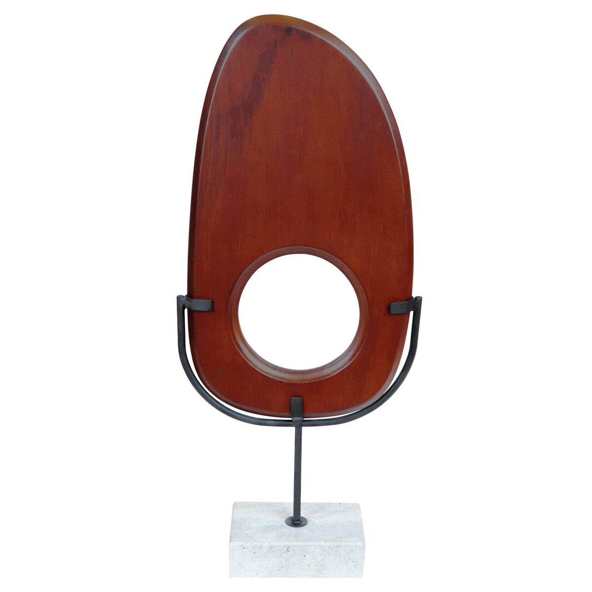 Orsina Westo Natural Wood Vertical Sculpture with Travertine Base