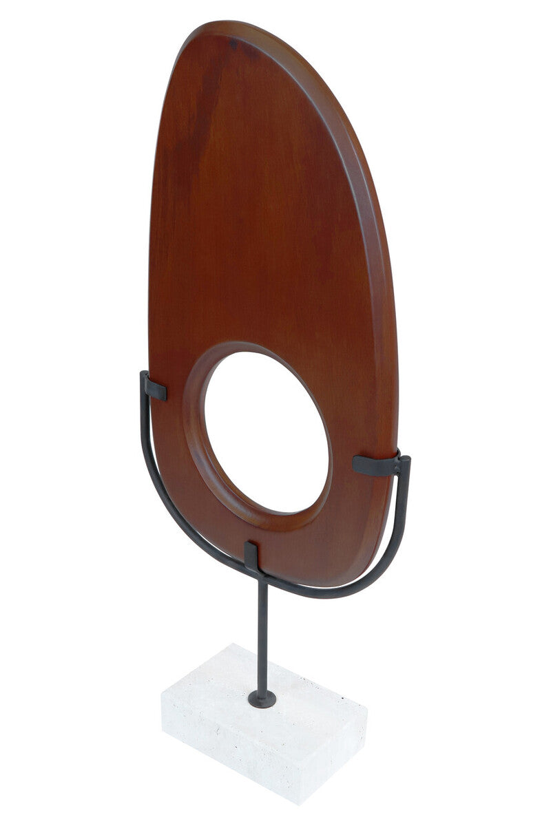 Orsina Westo Natural Wood Vertical Sculpture with Travertine Base