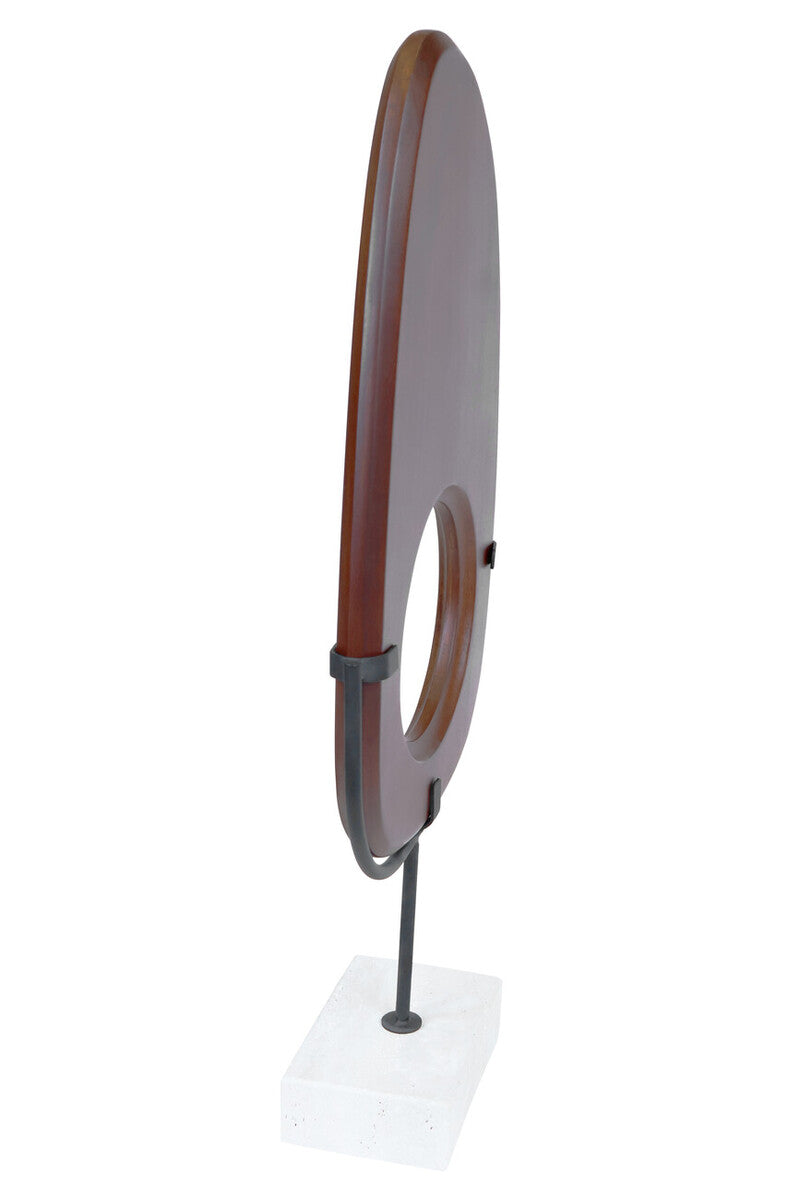 Orsina Westo Natural Wood Vertical Sculpture with Travertine Base