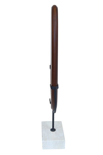 Orsina Westo Natural Wood Vertical Sculpture with Travertine Base