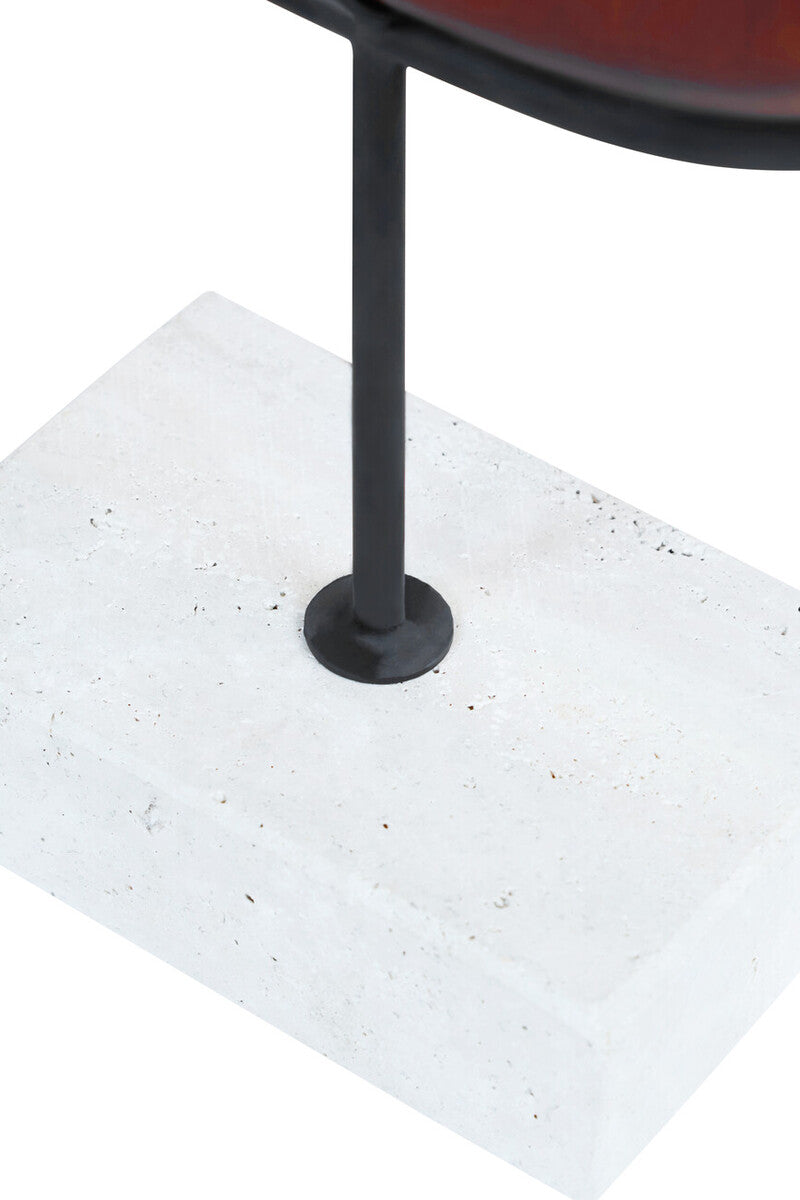 Orsina Westo Natural Wood Vertical Sculpture with Travertine Base
