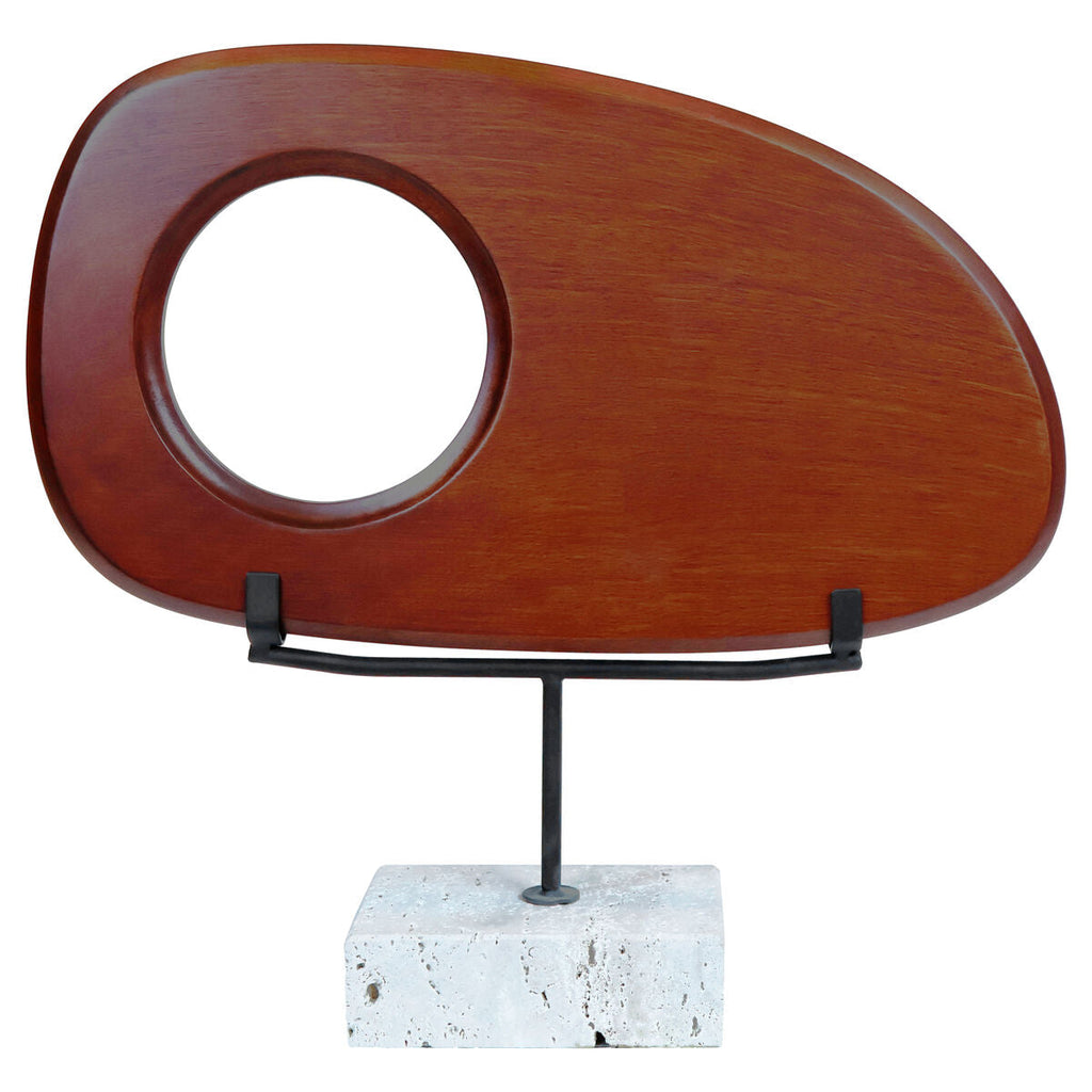 Orsina Westo Natural Wood Horizontal Sculpture with Travertine Base