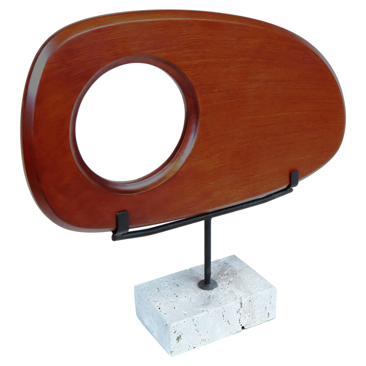 Orsina Westo Natural Wood Horizontal Sculpture with Travertine Base