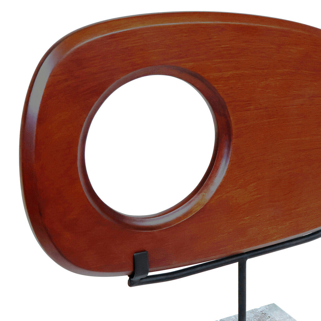 Orsina Westo Natural Wood Horizontal Sculpture with Travertine Base