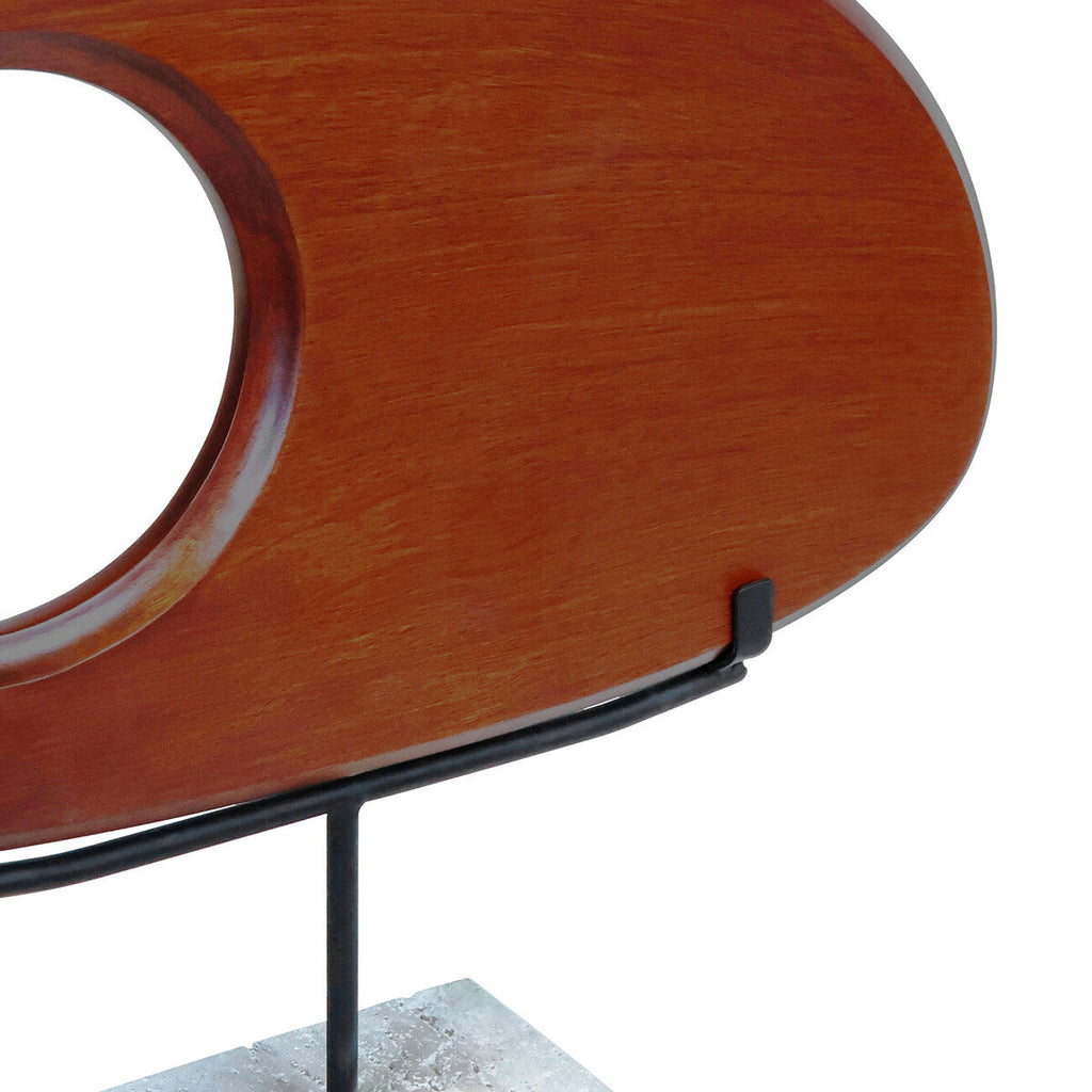 Orsina Westo Natural Wood Horizontal Sculpture with Travertine Base