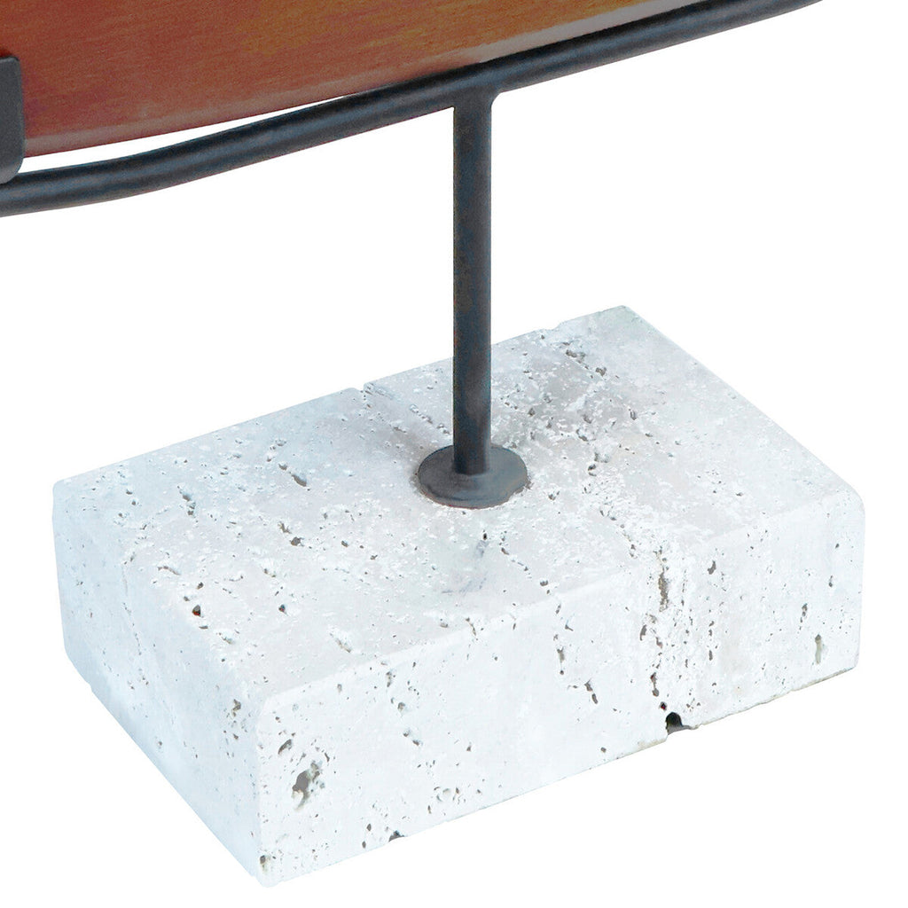 Orsina Westo Natural Wood Horizontal Sculpture with Travertine Base