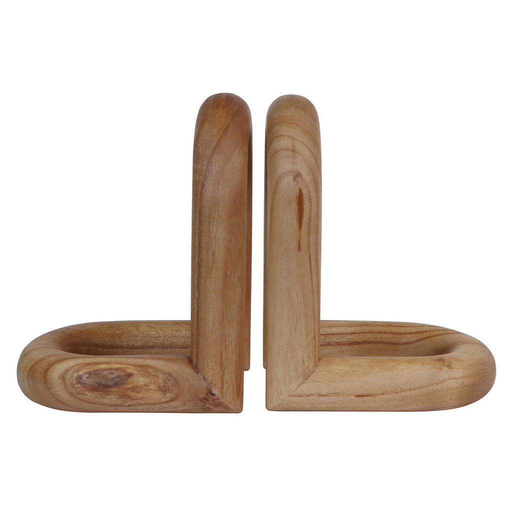 Orsina Arlo Natural Wood Bookends | Modern Wooden Bookend Set of 2
