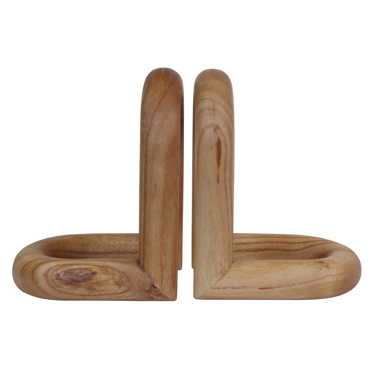 Orsina Arlo Natural Wood Bookends | Modern Wooden Bookend Set of 2