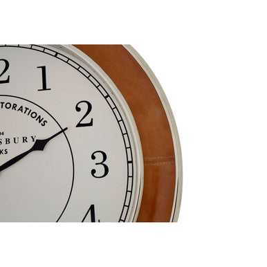 Orsina Churchill Large Wall Clock – Tan Genuine Leather & Steel