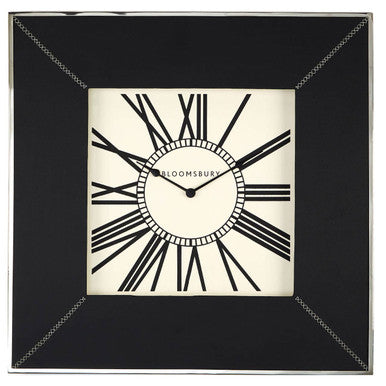 Orsina Kensington Square Wall Clock – Black Leather Effect & Glass