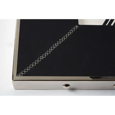 Orsina Kensington Square Wall Clock – Black Leather Effect & Glass